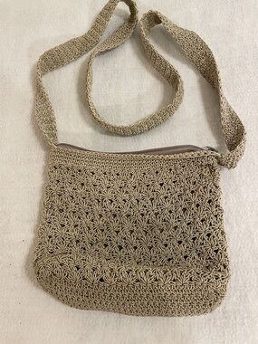 Chateau Beige Woven Crossbody Bag